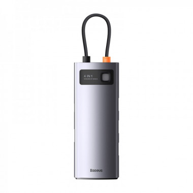 USB-хаб Baseus Metal Gleam Series 4-in-1 Multifunctional Type-C HUB Docking Station Gray（Type-C to USB3.0*4） (WKWG070013) (14693)
