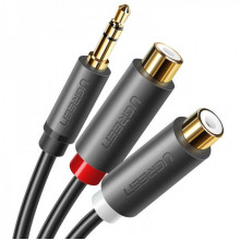 Аудіокабель UGREEN AV109 3.5mm Male to 2RCA Female Cable 25cm (Gray)(UGR-10547) (UGR-10547) (19693)