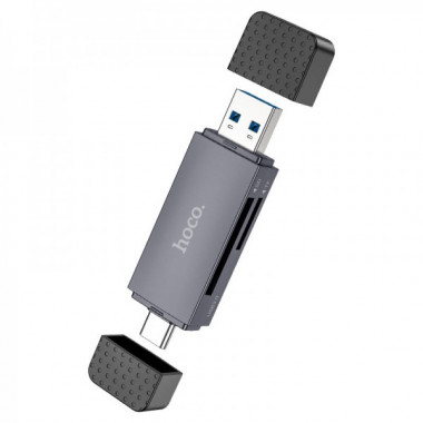 Кардрідер HOCO HB45 Spirit 2-in-1 USB/Type-C 3.0 card reader Metal gray (6942007620529) (19793)