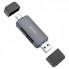 Кардрідер HOCO HB45 Spirit 2-in-1 USB/Type-C 3.0 card reader Metal gray (6942007620529) (19793)