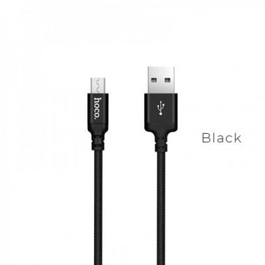 Кабель HOCO X14 USB to Micro 2A, 2m, nylon, aluminum connectors, Black (6957531062905) (14893)