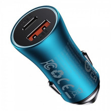 Автомобільний зарядний пристрій Baseus Golden Contactor Max Dual Fast Charger Car Charger U+C 60W Blue (CGJM000103) (19104)
