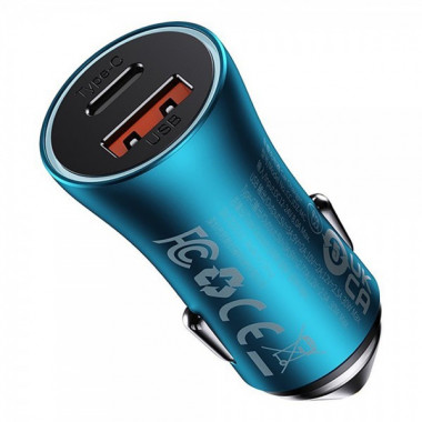 Автомобільний зарядний пристрій Baseus Golden Contactor Max Dual Fast Charger Car Charger U+C 60W Blue (CGJM000103) (19104)