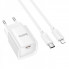 Мережевий зарядний пристрій з кабелем HOCO C146A Charm single port PD20W charger set (C to iP) (EU) White (6942007630252) (20204)