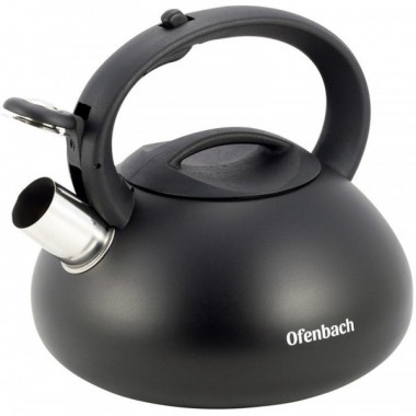 Чайник Ofenbach Happy Kettle 2.5л з нержавіючої сталі зі свистком, чорний матовий (1504)