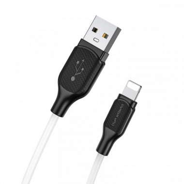 Кабель BOROFONE BX42 USB to iP 2.4A, 1m, silicone, TPE connectors, White (6931474736734) (20504)