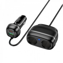 Автомобільний зарядний пристрій HOCO Z59 Rank 48W dual port PD30W+QC3.0 dual cigarette lighter slot car charger Black (6942007641500) (8504)