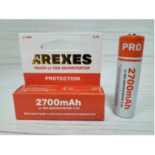 Аккумулятор Arexes 18650 Li-Ion 2700 mAh, 3.7v с защитой Красный (20604)
