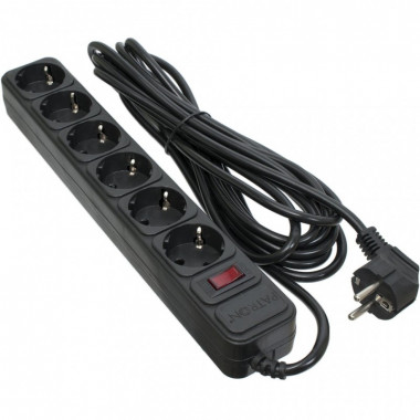 Сетевой фильтр питания Patron 5.0 m3*1mm2 (SP-1065)  6 розеток BLACK (EXT-PN-SP-1065) (16014)