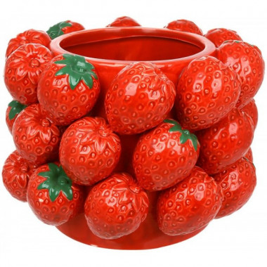 Ваза порцелянова "Strawberry" Ø26х20см з рельєфним декором червона полуниця (19414)