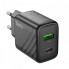 Мережевий зарядний пристрій HOCO CS23A Sunlight dual port PD30W+QC3.0 charger Black (6942007609944) (414)