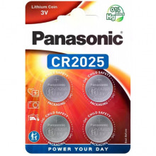 Батарейка литиевая Panasonic CR2025 Lithium (блистер 4шт) (2514)