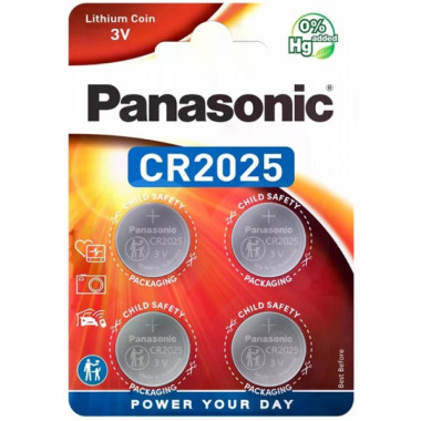 Батарейка литиевая Panasonic CR2025 Lithium (блистер 4шт) (2514)