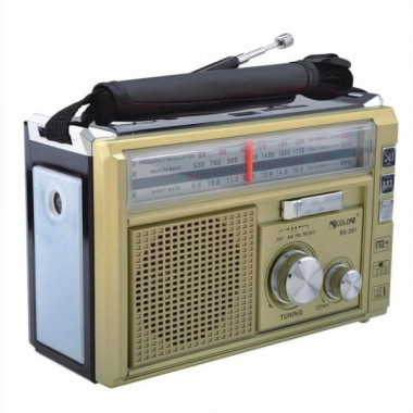 Радиоприёмник колонка с радио FM USB MicroSD и фонариком Golon RX-382 на аккумуляторе Золотой (20614)
