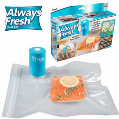 Вакууматор, Вакуумный упаковщик ручной для продуктов Vacuum Sealer Always Fresh в наборе 6 шт (17714)