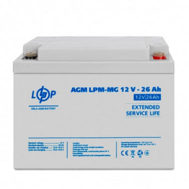 Аккумулятор мультигелевый AGM LPM-MG 12V - 26 Ah под болт М5 (8714)