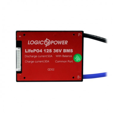 BMS плата LiFePO4 36V 12S Dis 50A Ch 30A (4124)