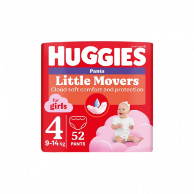 Подгузники Huggies Little Movers/Pants 4 (9-14 кг) для девочек 52 шт (5029053547541) (7124)