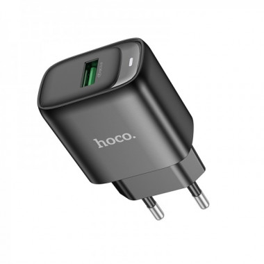 Мережевий зарядний пристрій HOCO C140A Smart single port QC3.0 charger(EU) Black (6942007627788) (19824)