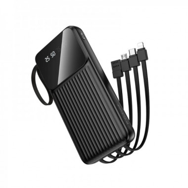 Зовнішній акумулятор BOROFONE BJ76 Smart power bank with 4 cables(10000mAh) Black (6941991120046) (19924)