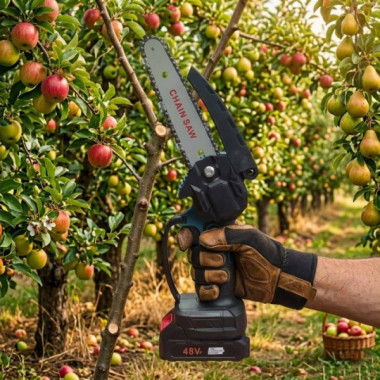 Бесщеточная Аккумуляторная цепная мини-пила 6 inch Electric SAW в кейсе / 2 аккумулятора + очки (22534)