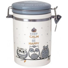 Банка керамічна Be Happy "Совушки» 0.9 л, кришка з засувкою (2534)