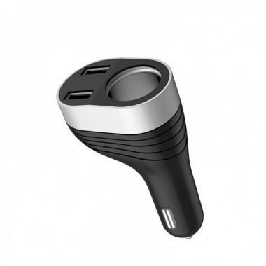 Автомобільний зарядний пристрій HOCO Z29 Regal digital display cigarette lighter car charger Black (6957531092186) (8634)