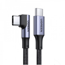 Кабель UGREEN US334 USB-C 2.0 to Angled USB-C M/M Cable Aluminium Shell with Braided 1m (Black)(UGR-70643) (UGR-70643) (14834)