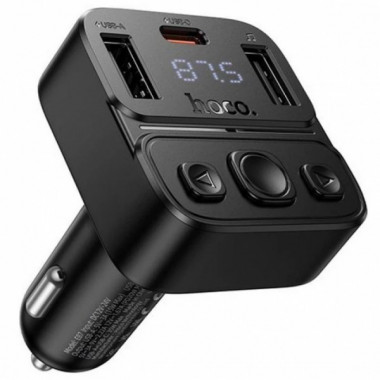 Автомобильный FM-трансмиттер модулятор Bluetooth MP3 HOCO E87 Delta 35W, PD/QC, USB-C/ 2xUSB-A (20934)