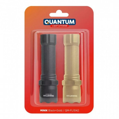 Фонарь Quantum QM-FL1042 Minik 3W LED з USB Black-Gold, 2 шт./уп. (QM-FL1042) (16354)
