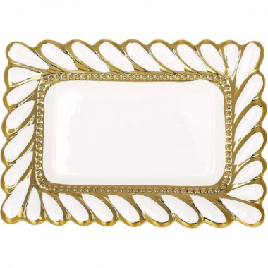 Блюда порцелянові "Gold Luxury Tiffany" 25х18см, набір 4 прямокутних блюда (22354)