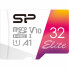 Карта памяти Silicon Power 32GB microSD class10 UHS-I A1 V10 Elite COLOR (SP032GBSTHBV1V20SP) (22064)