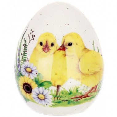 Великоднє керамічне яйце "Happy Easter" Курчата Ø5.5х7см, декоративне яйце (6364)