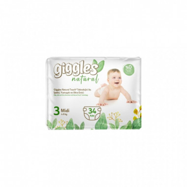 Подгузники Giggles Natural 3 Midi 4-9 кг 34 шт (8680131206391) (18564)