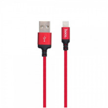Кабель HOCO X14 USB to iP 2A, 2m, nylon, aluminum connectors Black-red (6957531062899) (14664)