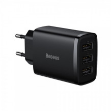 Мережевий зарядний пристрій Baseus Compact  Charger 3U 17W EU Black (CCXJ020101) (14964)