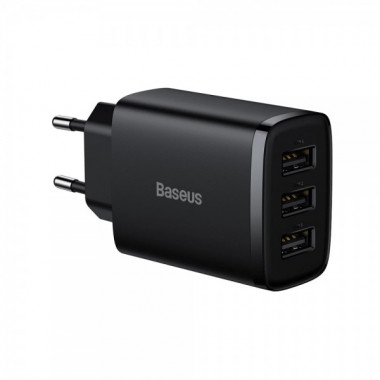 Мережевий зарядний пристрій Baseus Compact  Charger 3U 17W EU Black (CCXJ020101) (14964)