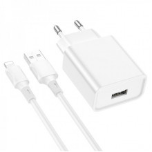 Мережевий зарядний пристрій BOROFONE BA74A Aspirer single port charger set(iP) White (6974443388657) (17374)