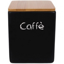 Банка керамічна "Caffe" 440мл з бамбуковою кришкою, чорна (21674)