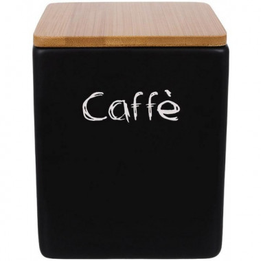 Банка керамічна "Caffe" 440мл з бамбуковою кришкою, чорна (21674)