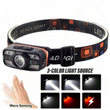 Налобный фонарь WH-0188, XPE+SMD, сенсорное управление, белый и красный свет, ЗУ Type C (12774)
