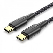 Кабель Vention Nylon Braided USB 2.0 C Male to C Male 3A Cable 2M Black LED Type (TAUBH) (TAUBH) (14974)