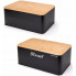 Хлібниця Kamille Black&Wood 36х22х20см з дерев'яною кришкою + 3 ємності для зберігання, чорні (3184)