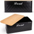 Хлібниця Kamille Black&Wood 36х22х20см з дерев'яною кришкою + 3 ємності для зберігання, чорні (3184)