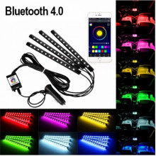 Светодиодная подсветка салона авто bluetooth rgb 4х12 APP (14194)