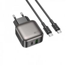 Мережевий зарядний пристрій з кабелем BOROFONE BAS54A Absolute PD20W+QC3.0 charger set (C to C) (EU) Black (6941991116223) (17394)