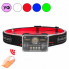 Фонарь налобный аккумуляторный M-006 XPG+8SMD+4SMD с сенсорным управлением, красный, синий, зеленый, белый, ультрофиолет (19594)