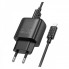 Мережевий зарядний пристрій з кабелем HOCO C140A Smart single port QC3.0 charger set(Micro)(EU) Black (6942007627801) (20205)