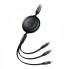Кабель Baseus Free2Draw Retractable Crystal Fast Charging Data Cable USB to M+L+C 3.5A 1.1m Cluster Black (P10368700111-02) (14605)