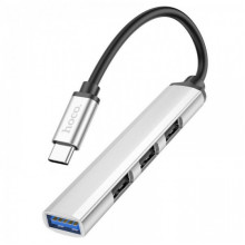 USB-hub хаб адаптер переходник 4-в-1 HOCO HB26 Серый (18605)